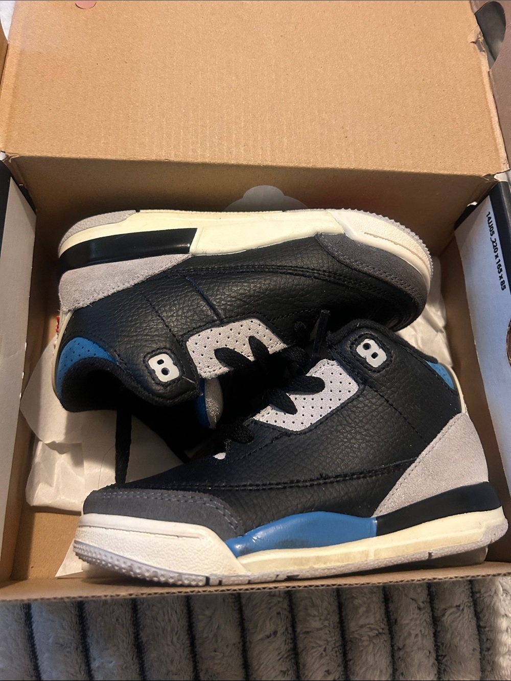 Jordan 4 Retro og td Kids Black, Gray and Blue Low-Top Sneakers